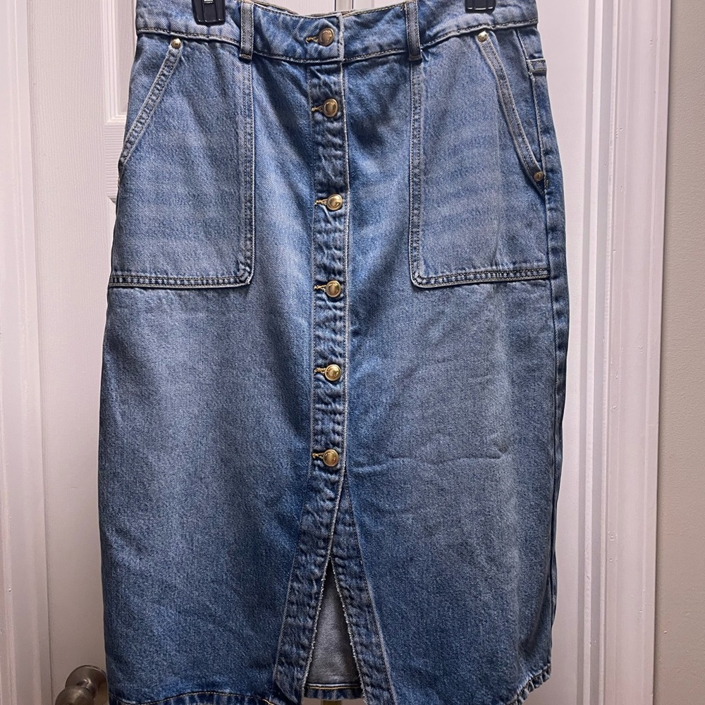 Michael Kors Blue Denim Midi Skirt